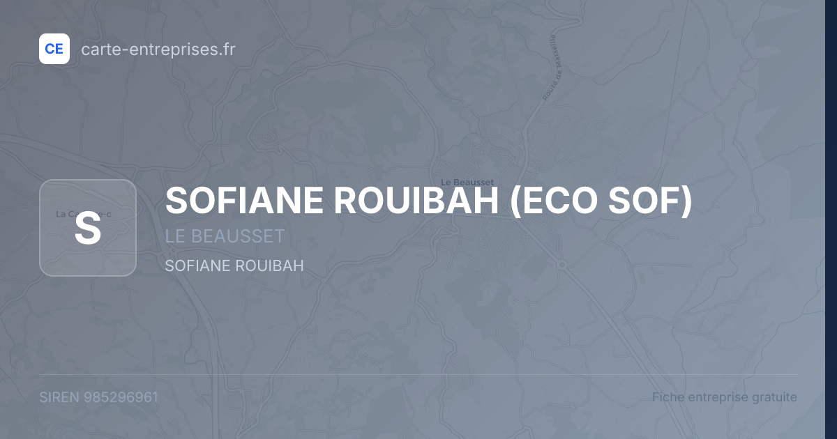 SOFIANE ROUIBAH (ECO SOF) — 985296961 — fiche entreprise