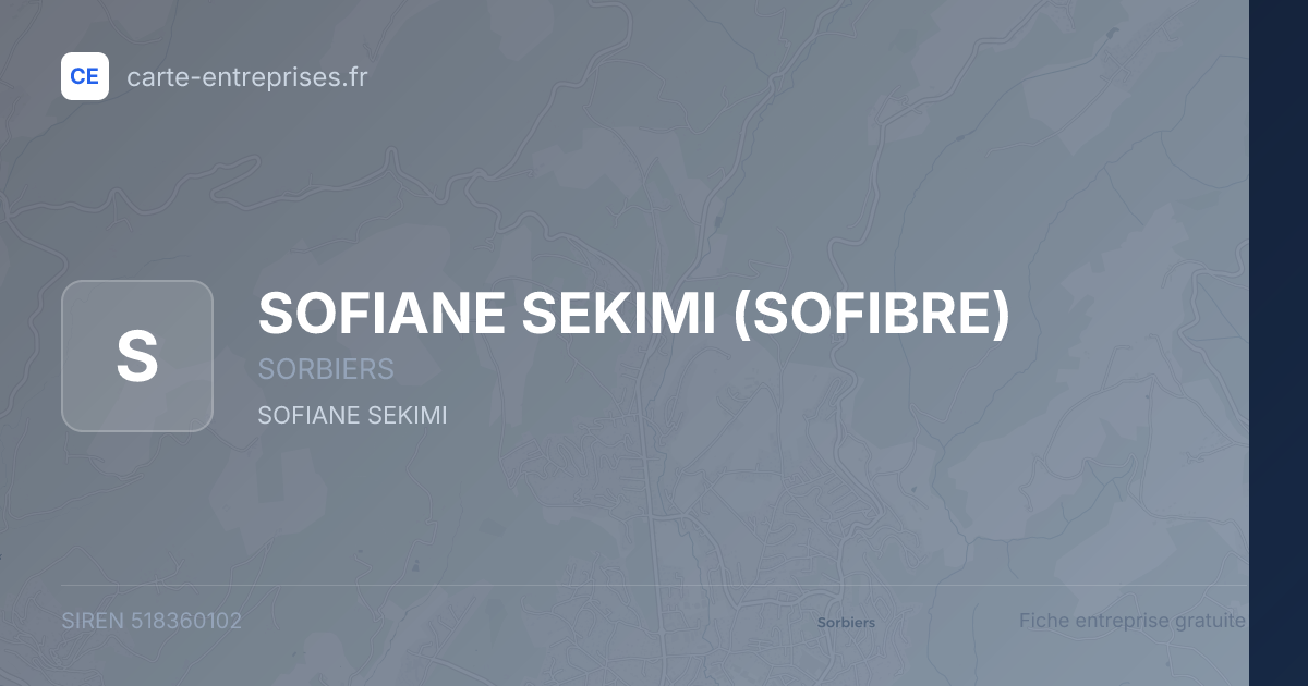 SOFIANE SEKIMI (SOFIBRE) — 518360102 — fiche entreprise