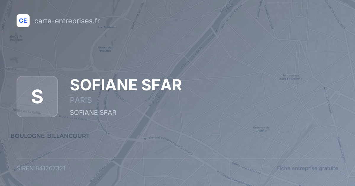 SOFIANE SFAR — 841267321 — fiche entreprise