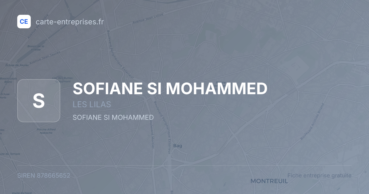 SOFIANE SI MOHAMMED — 878665652 — fiche entreprise
