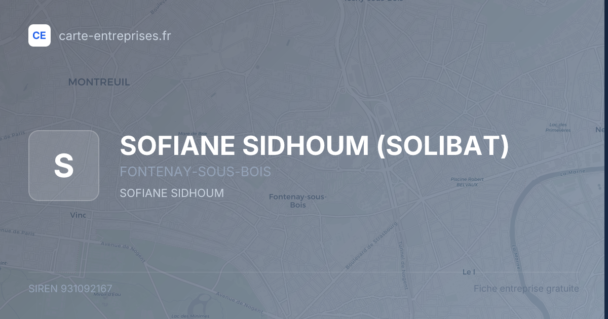 SOFIANE SIDHOUM (SOLIBAT) — 931092167 — fiche entreprise