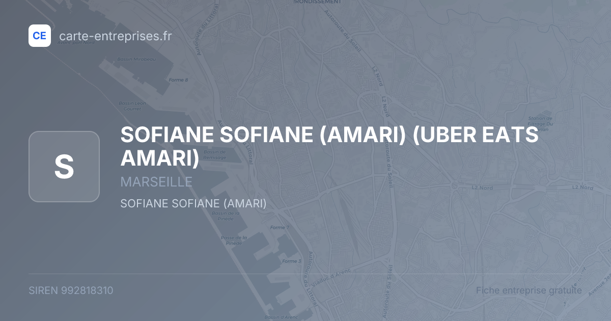 SOFIANE SOFIANE (AMARI) (UBER EATS AMARI) — 992818310 — fiche entreprise