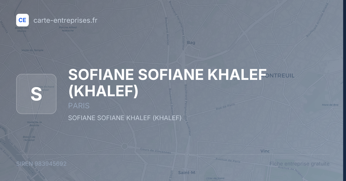 SOFIANE SOFIANE KHALEF (KHALEF) — 983945692 — fiche entreprise