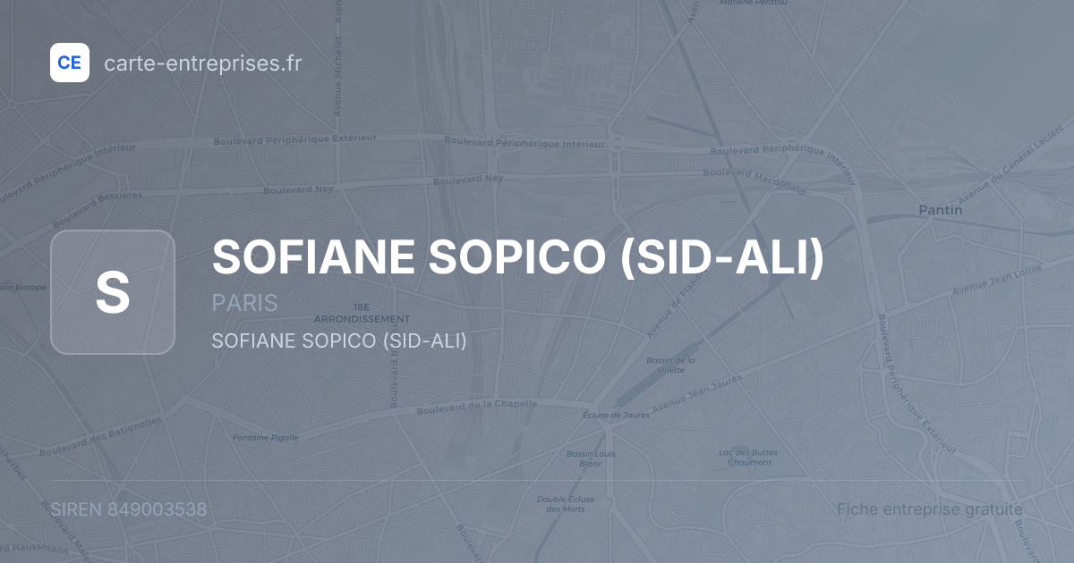 SOFIANE SOPICO (SID-ALI) — 849003538 — fiche entreprise