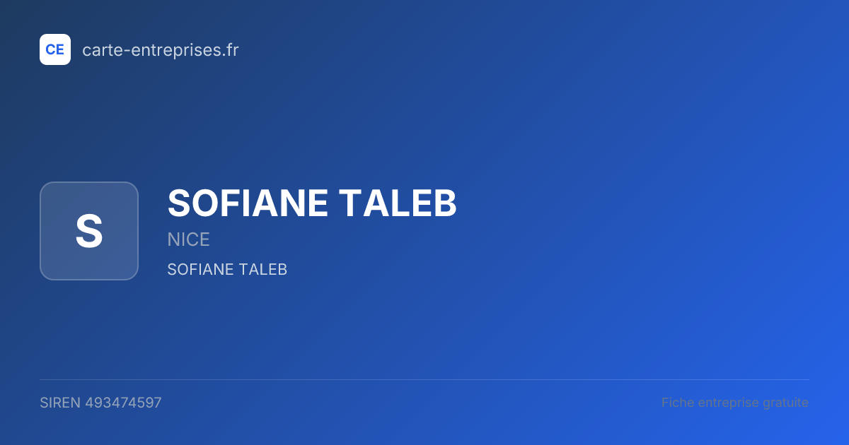 SOFIANE TALEB — 493474597 — fiche entreprise