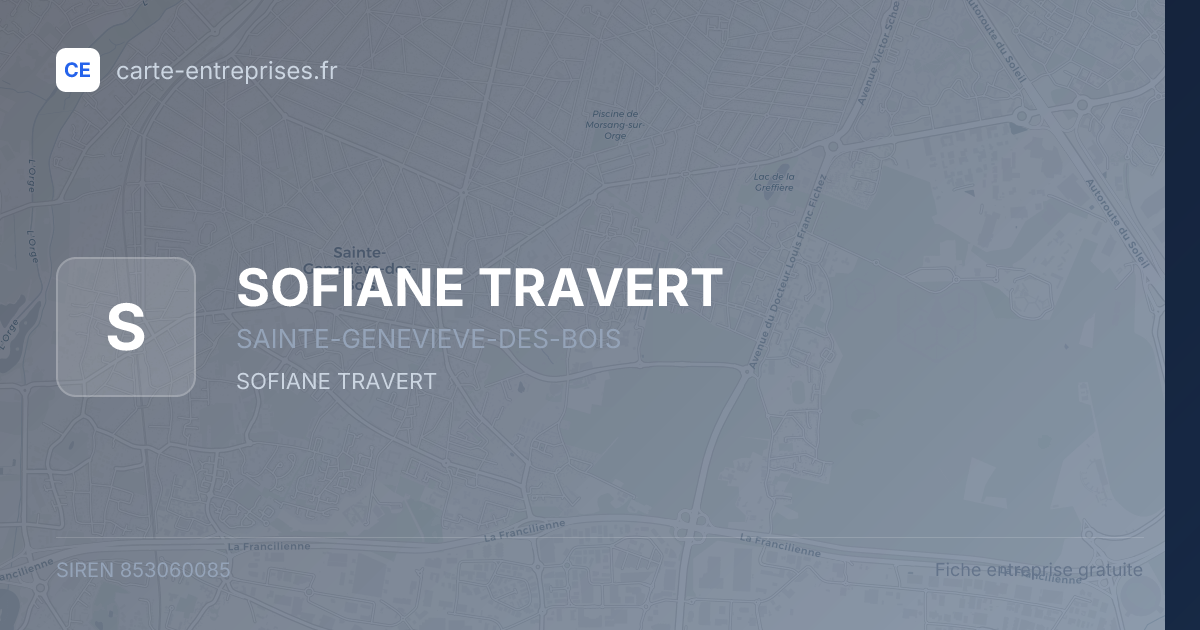SOFIANE TRAVERT — 853060085 — fiche entreprise