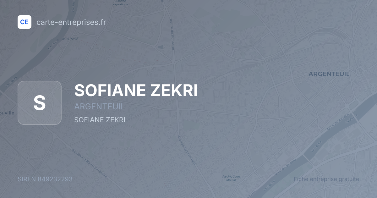 SOFIANE ZEKRI — 849232293 — fiche entreprise