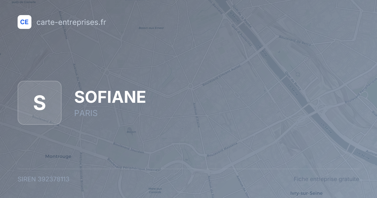 SOFIANE — 392378113 — fiche entreprise