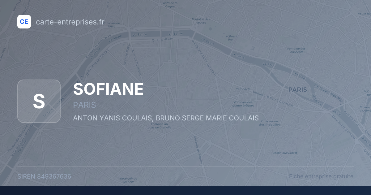 SOFIANE — 849367636 — fiche entreprise