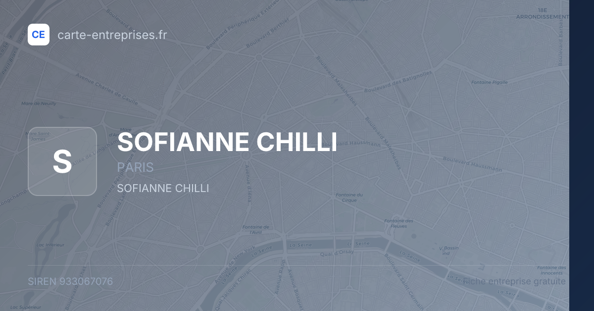 SOFIANNE CHILLI — 933067076 — fiche entreprise
