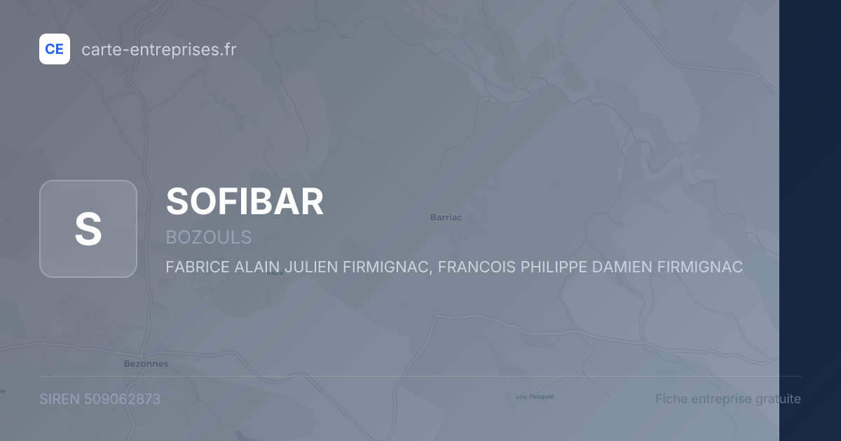 SOFIBAR — 509062873 — fiche entreprise