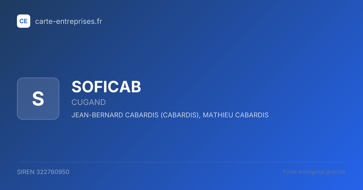 SOFICAB — 322760950 — fiche entreprise