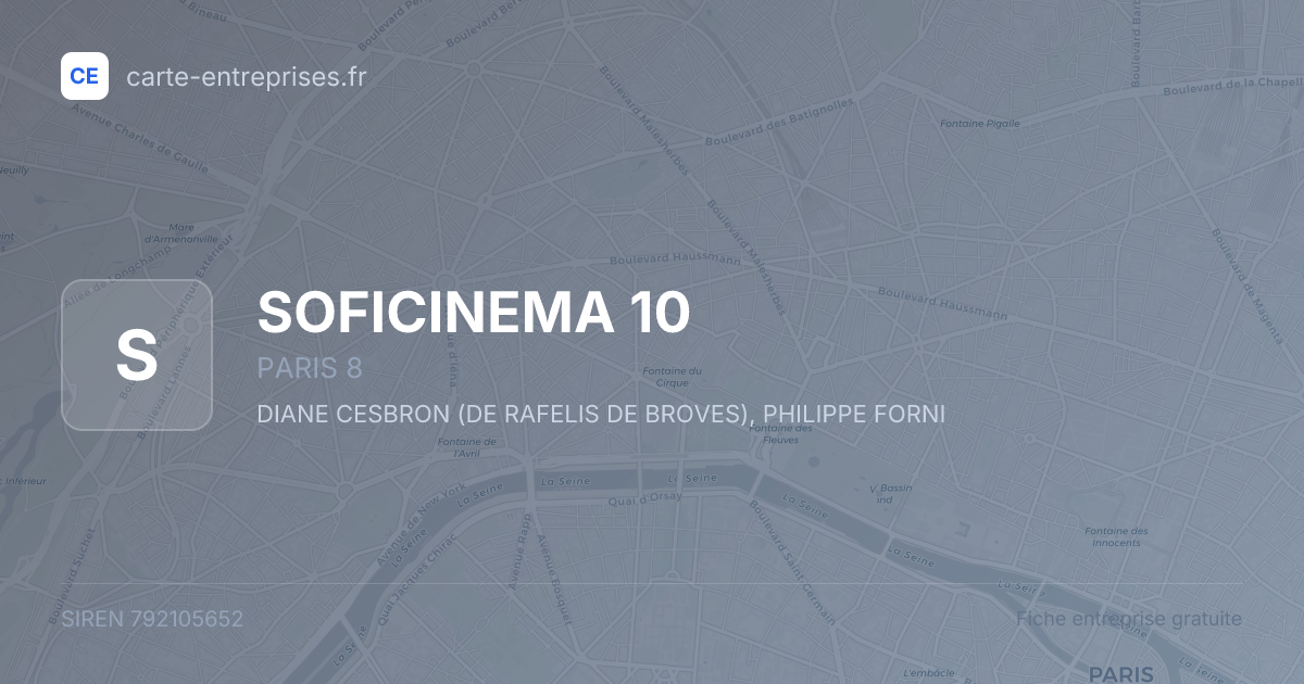 SOFICINEMA 10 — 792105652 — fiche entreprise