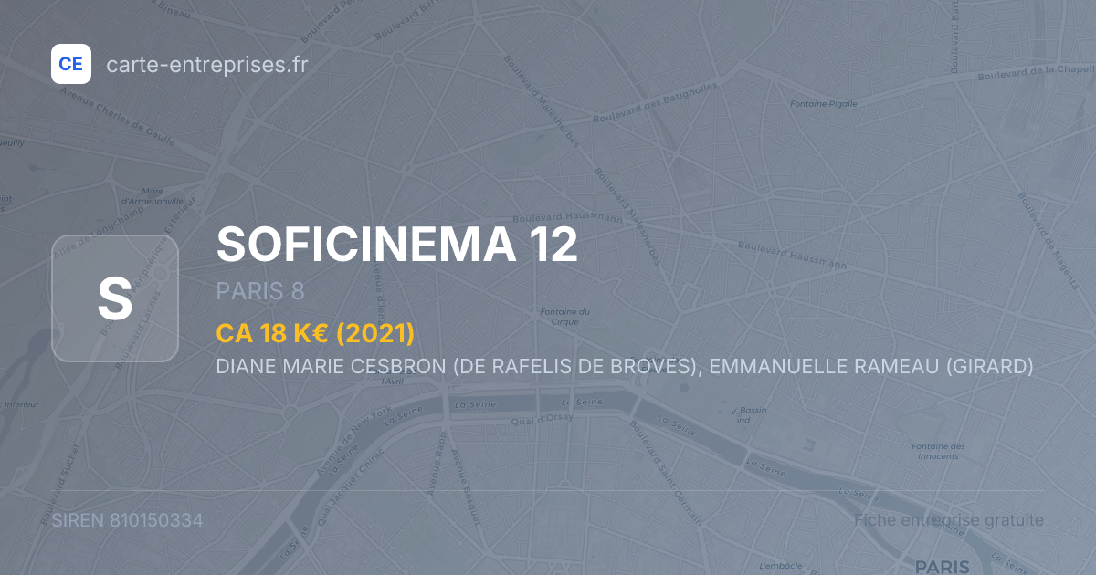 SOFICINEMA 12 — 810150334 — fiche entreprise