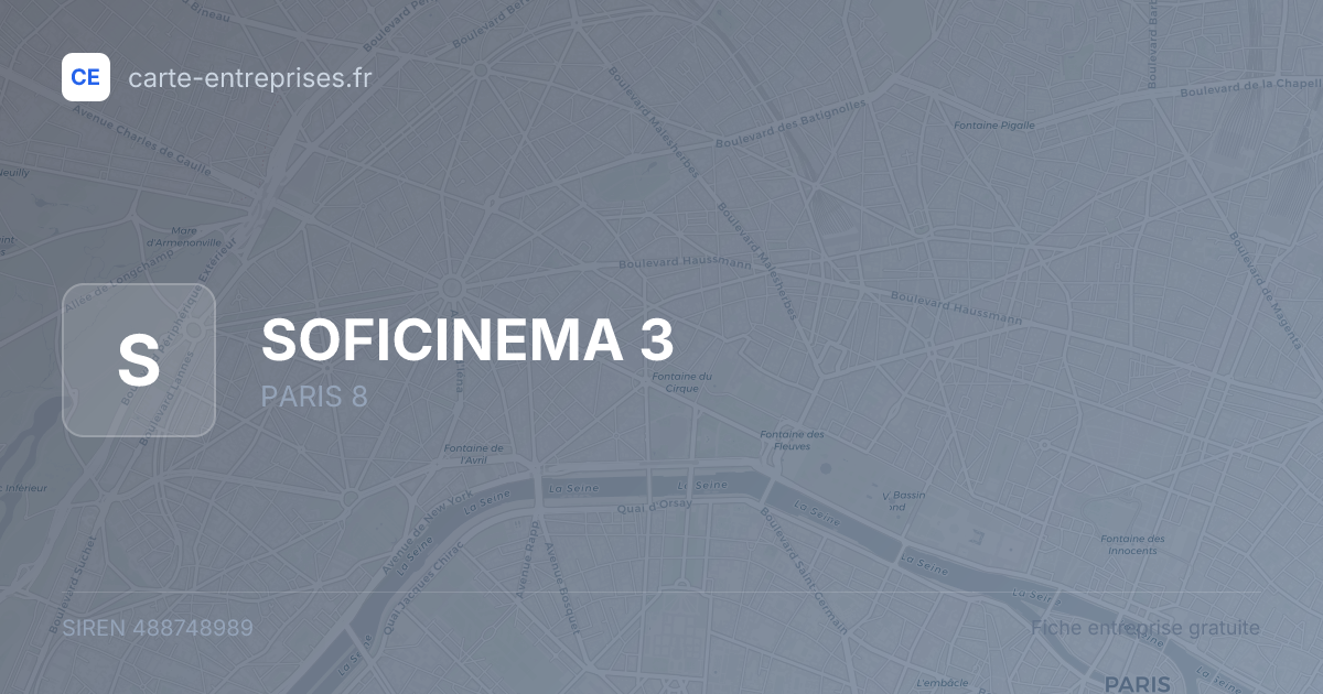SOFICINEMA 3 — 488748989 — fiche entreprise