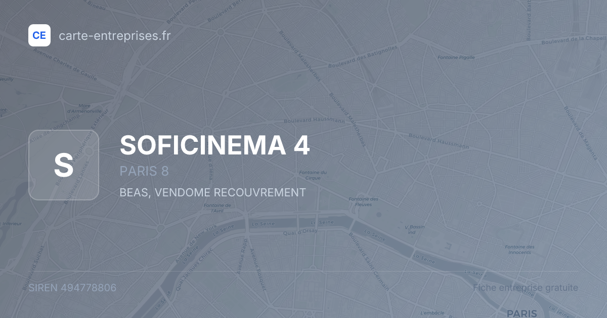 SOFICINEMA 4 — 494778806 — fiche entreprise