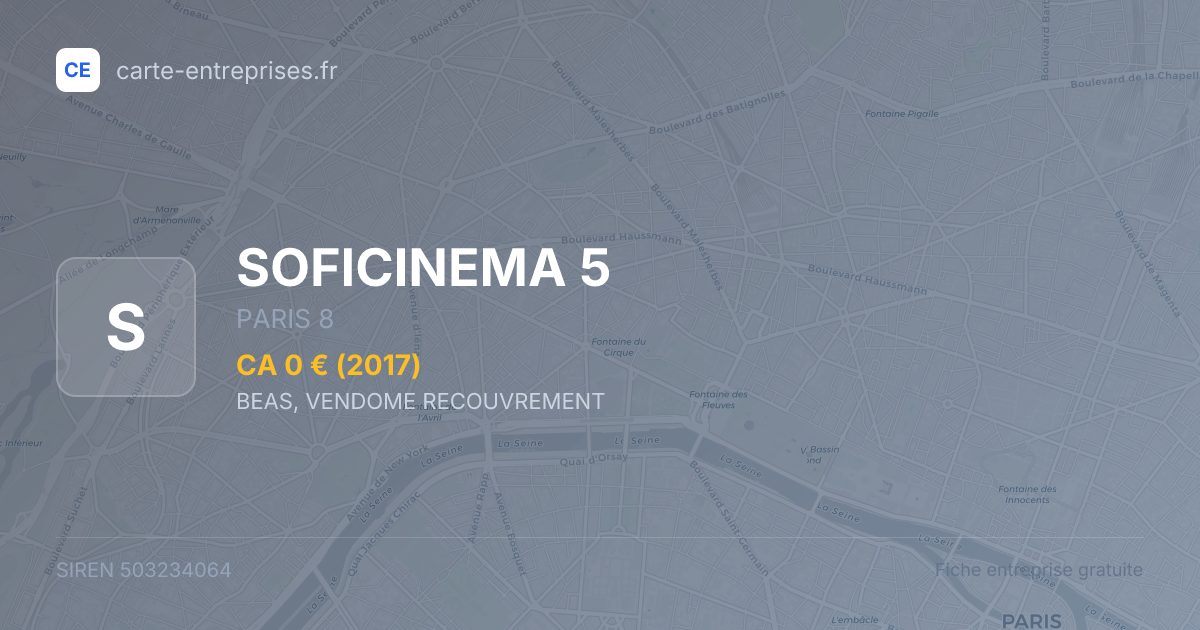 SOFICINEMA 5 — 503234064 — fiche entreprise