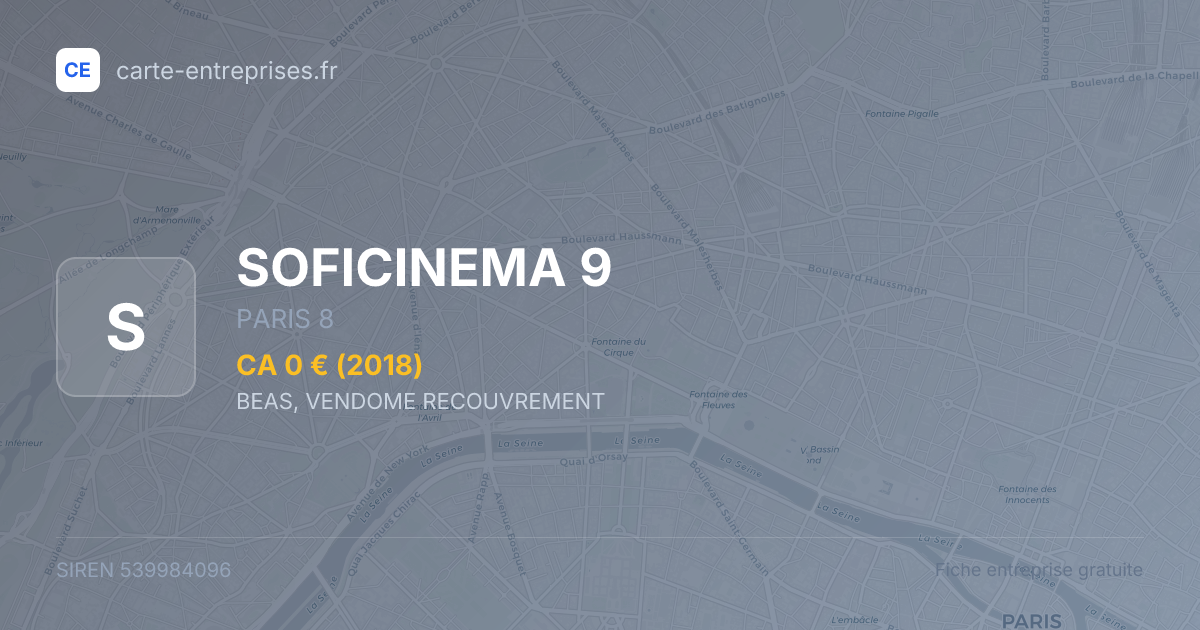 SOFICINEMA 9 — 539984096 — fiche entreprise