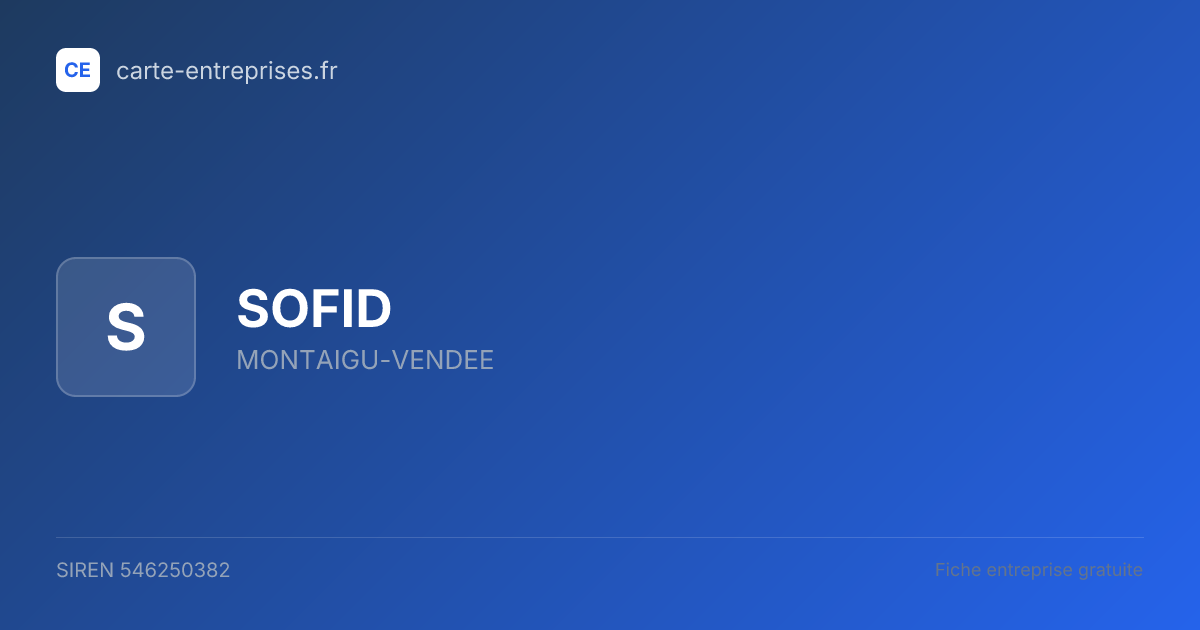 SOFID — 546250382 — fiche entreprise
