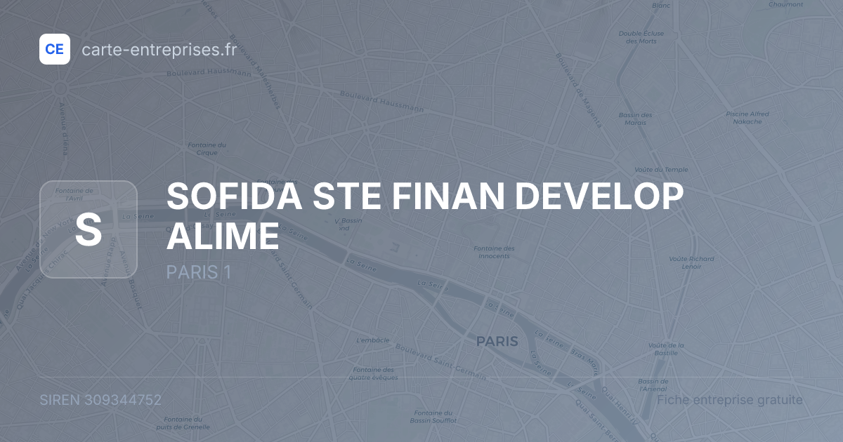 SOFIDA STE FINAN DEVELOP ALIME — 309344752 — fiche entreprise