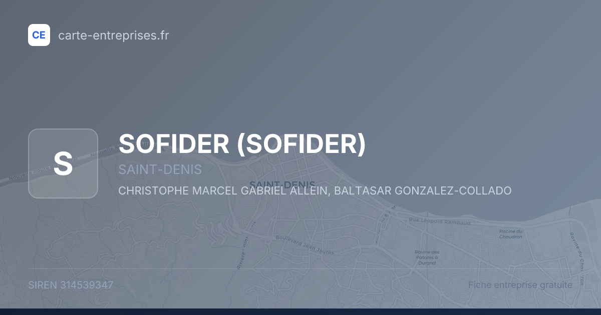 SOFIDER — 314539347 — fiche entreprise