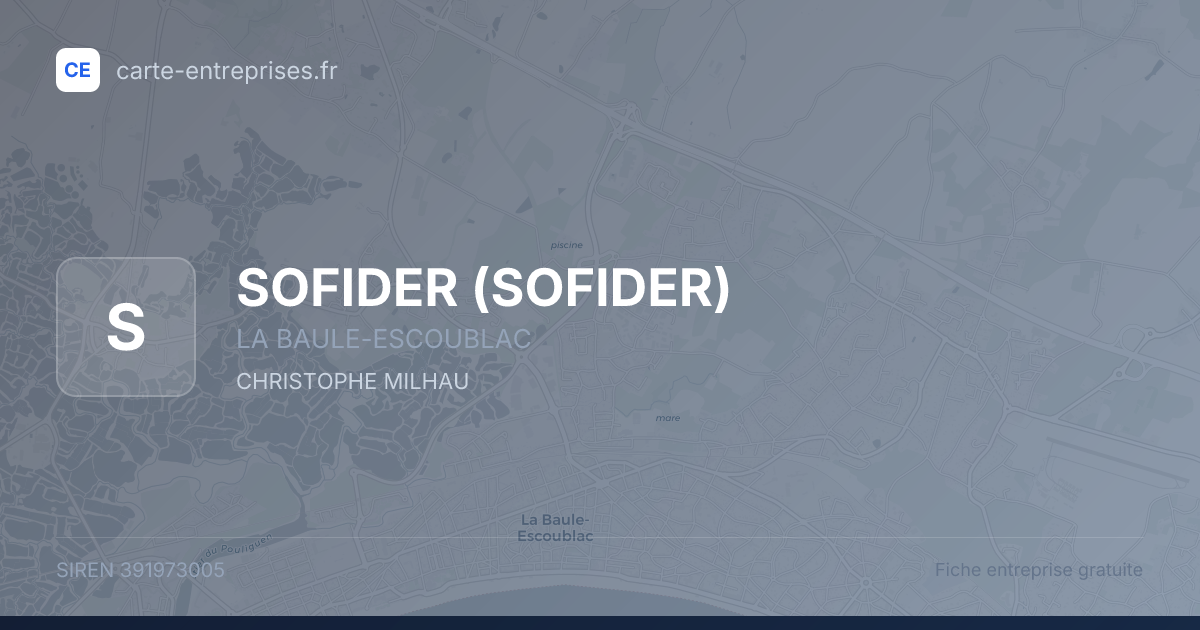 SOFIDER — 391973005 — fiche entreprise