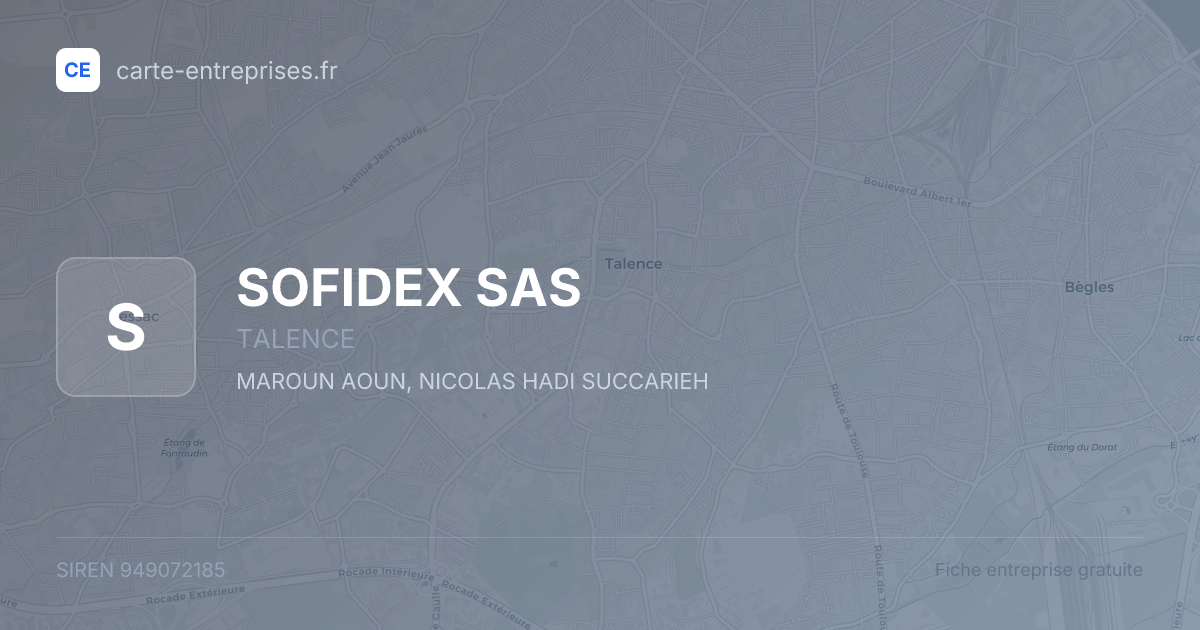 SOFIDEX SAS — 949072185 — fiche entreprise