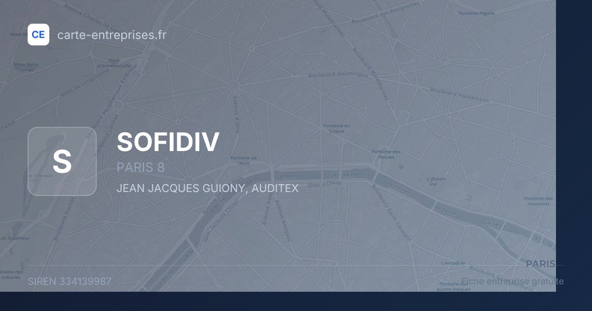 SOFIDIV — 334139987 — fiche entreprise