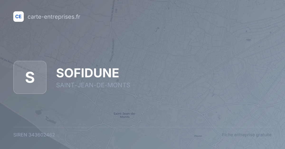 SOFIDUNE — 343602462 — fiche entreprise