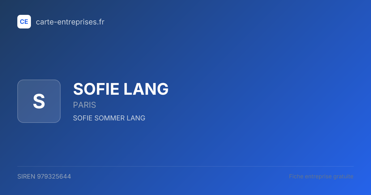 SOFIE LANG — 979325644 — fiche entreprise