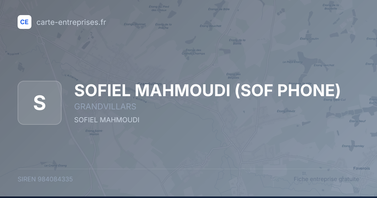 SOFIEL MAHMOUDI (SOF PHONE) — 984084335 — fiche entreprise