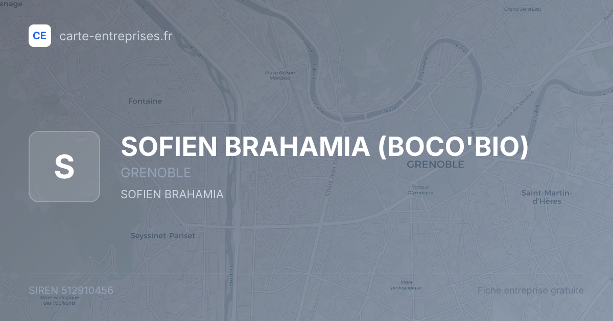 SOFIEN BRAHAMIA (BOCO'BIO) — 512910456 — fiche entreprise