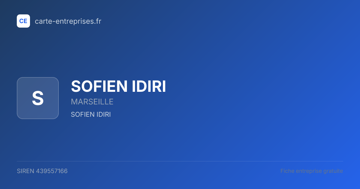 SOFIEN IDIRI — 439557166 — fiche entreprise