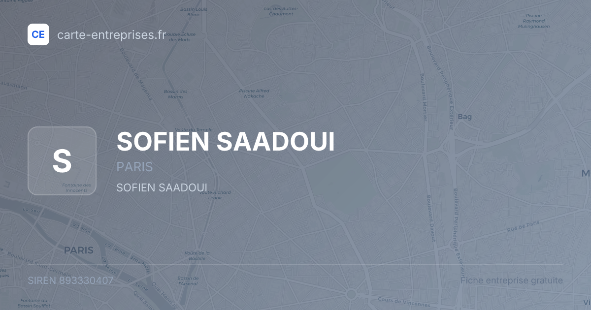 SOFIEN SAADOUI — 893330407 — fiche entreprise