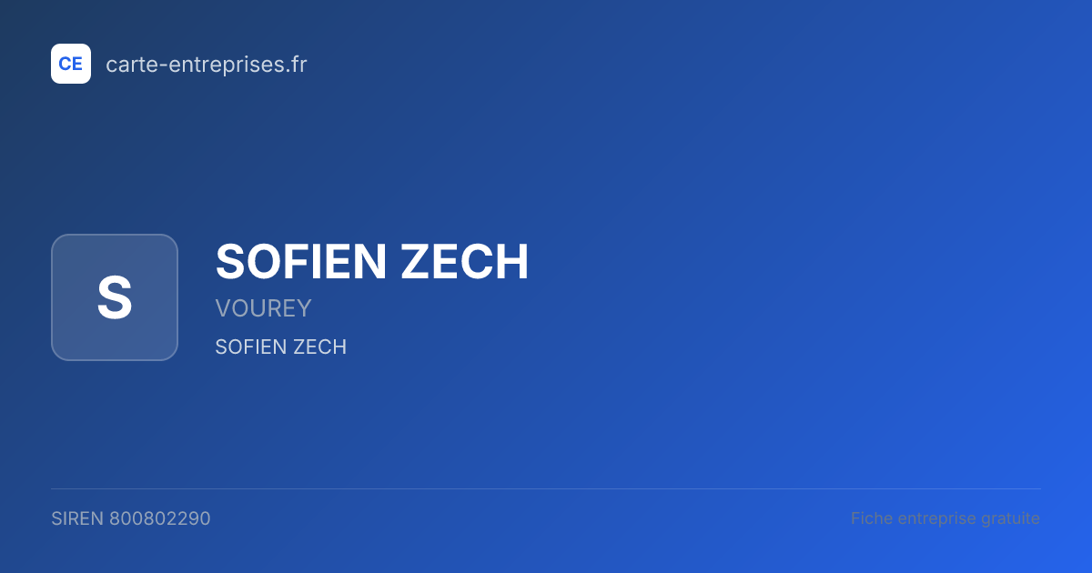 SOFIEN ZECH — 800802290 — fiche entreprise