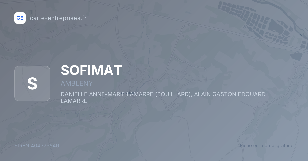 SOFIMAT — 404775546 — fiche entreprise