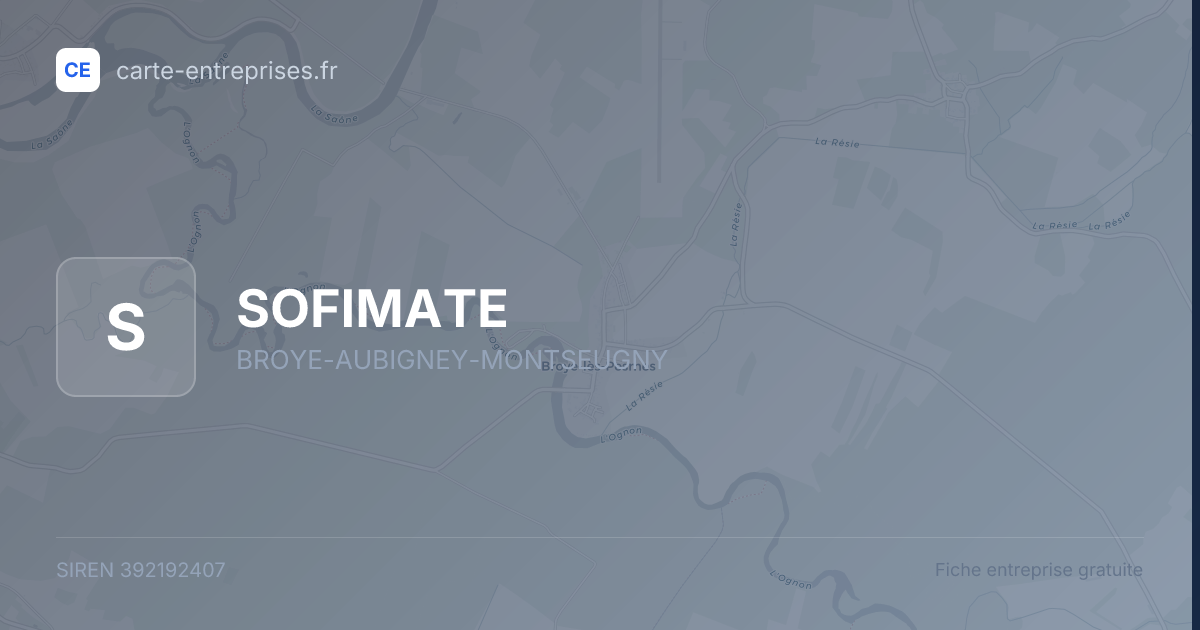 SOFIMATE — 392192407 — fiche entreprise