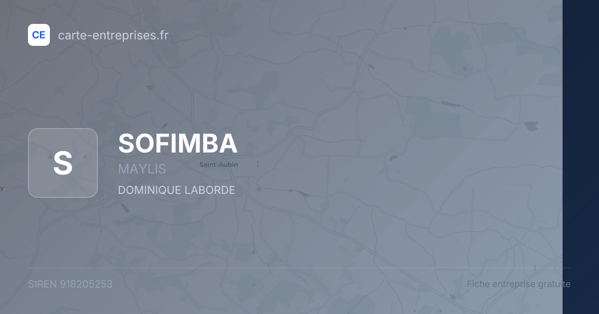 SOFIMBA — 918205253 — fiche entreprise