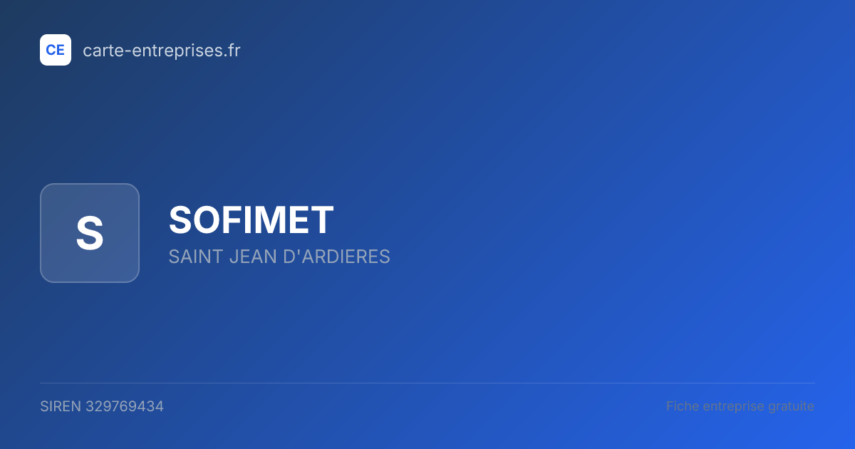 SOFIMET — 329769434 — fiche entreprise