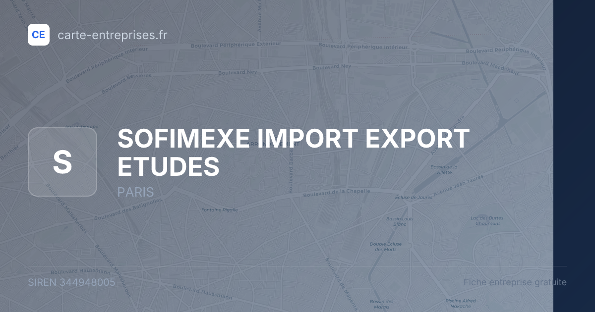 SOFIMEXE IMPORT EXPORT ETUDES — 344948005 — fiche entreprise