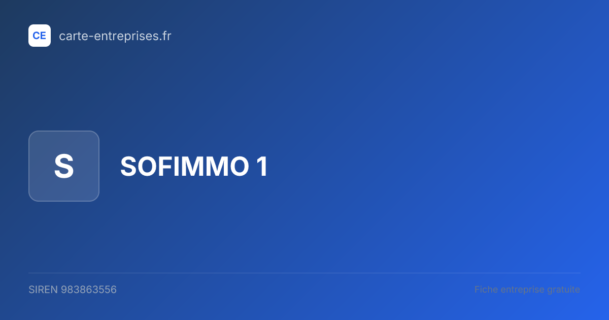 SOFIMMO 1 — 983863556 — fiche entreprise
