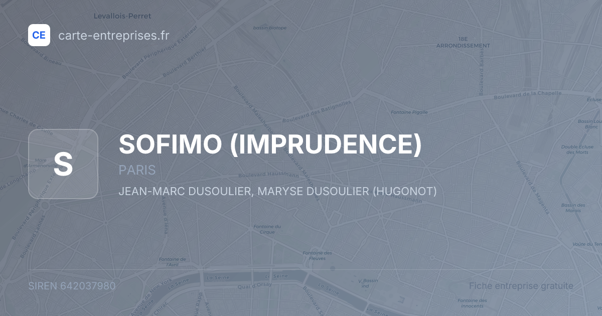 SOFIMO (IMPRUDENCE) — 642037980 — fiche entreprise