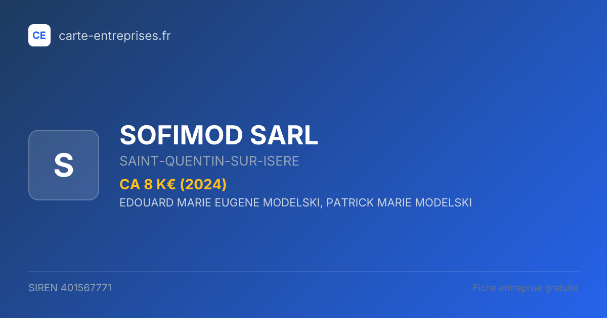 SOFIMOD SARL — 401567771 — fiche entreprise