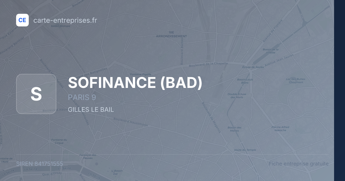SOFINANCE (BAD) — 841751555 — fiche entreprise