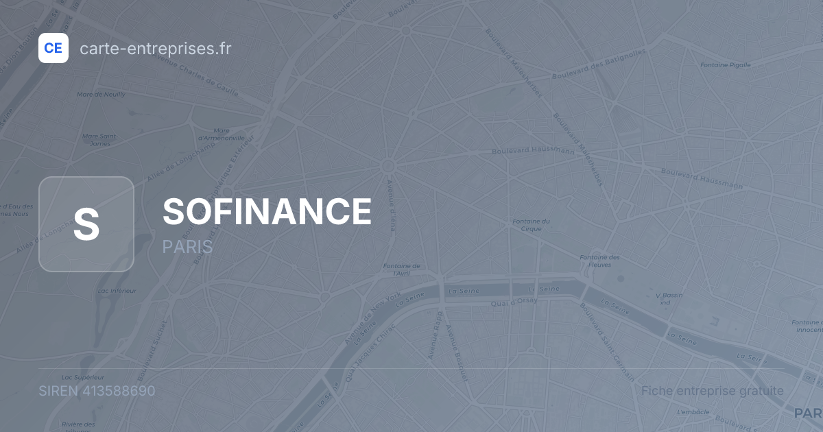 SOFINANCE — 413588690 — fiche entreprise