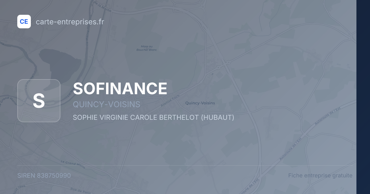 SOFINANCE — 838750990 — fiche entreprise