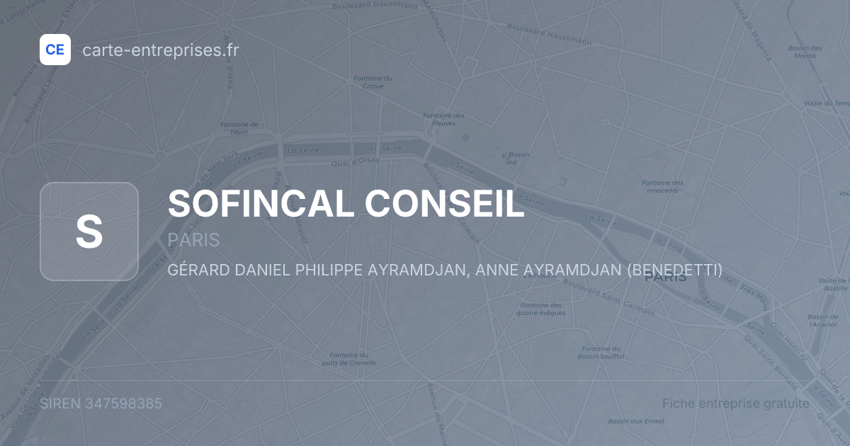 SOFINCAL CONSEIL — 347598385 — fiche entreprise