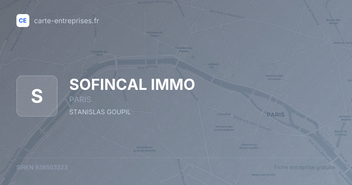 SOFINCAL IMMO — 938503323 — fiche entreprise