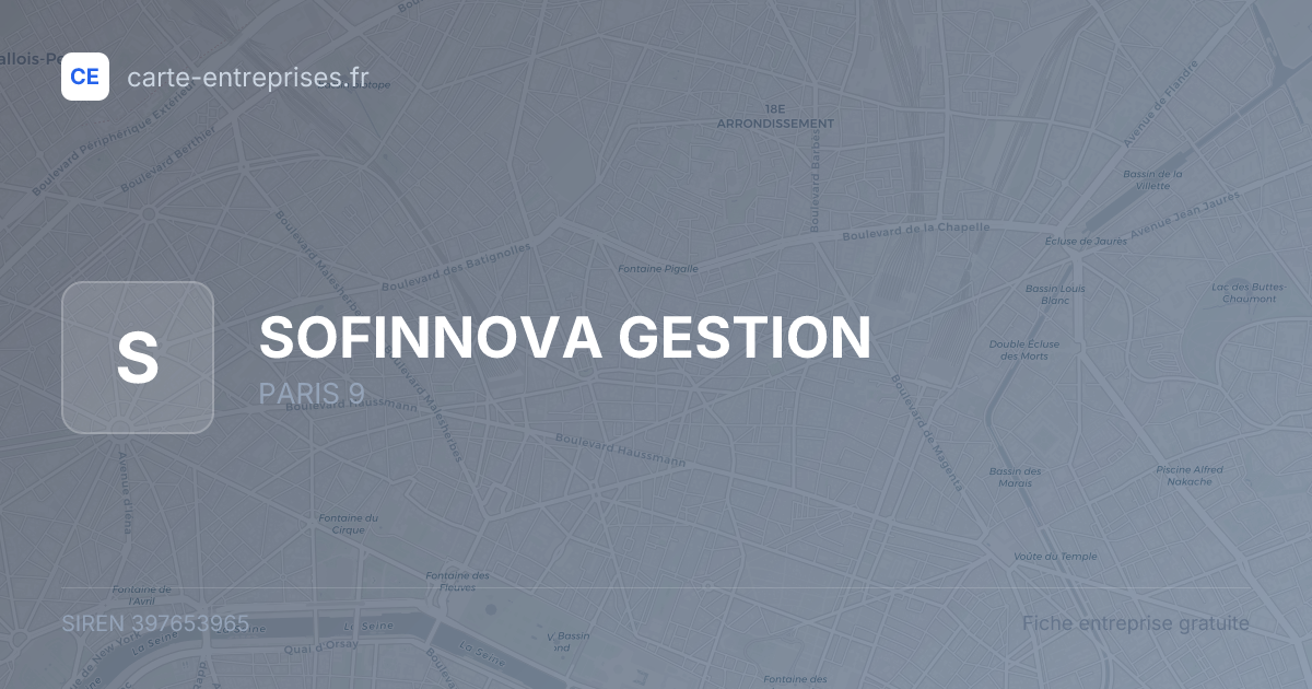 SOFINNOVA GESTION — 397653965 — fiche entreprise