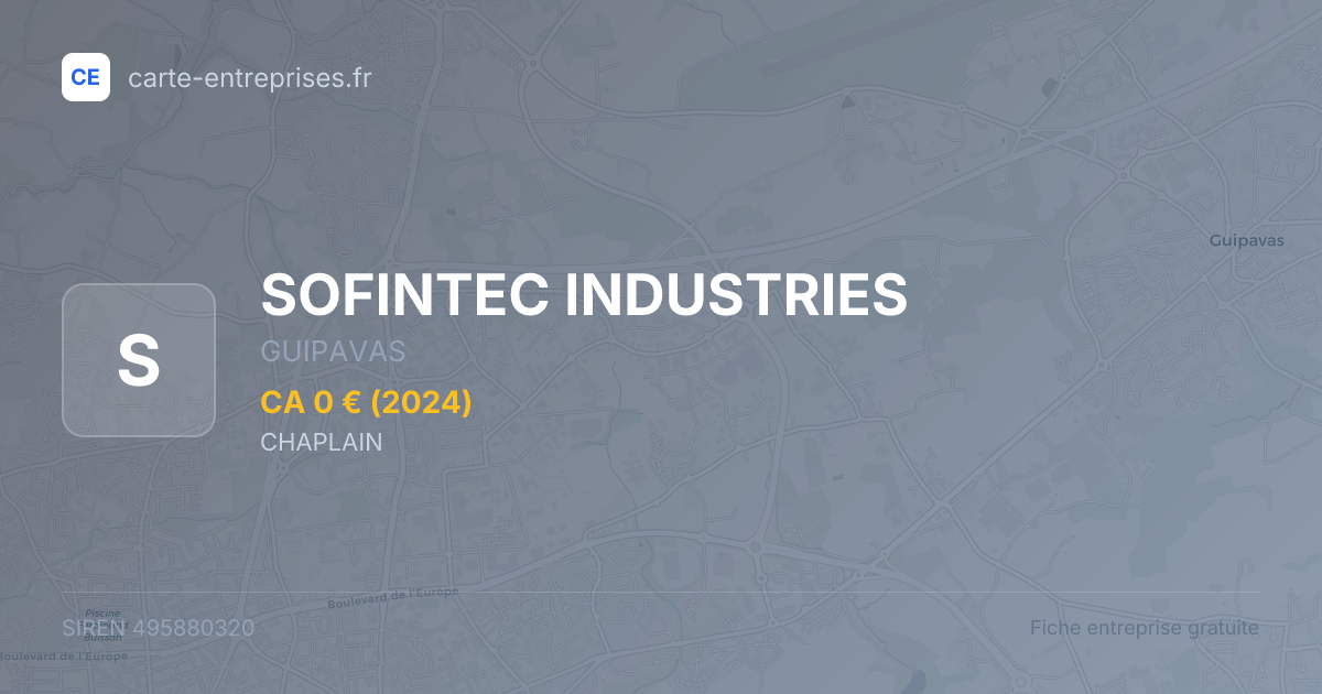 SOFINTEC INDUSTRIES — 495880320 — fiche entreprise